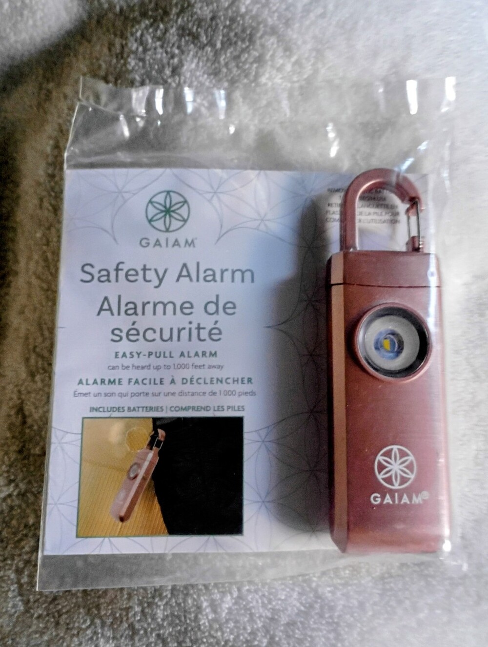 GAIAM Metallic Rose Compact Safety Alarm with LED